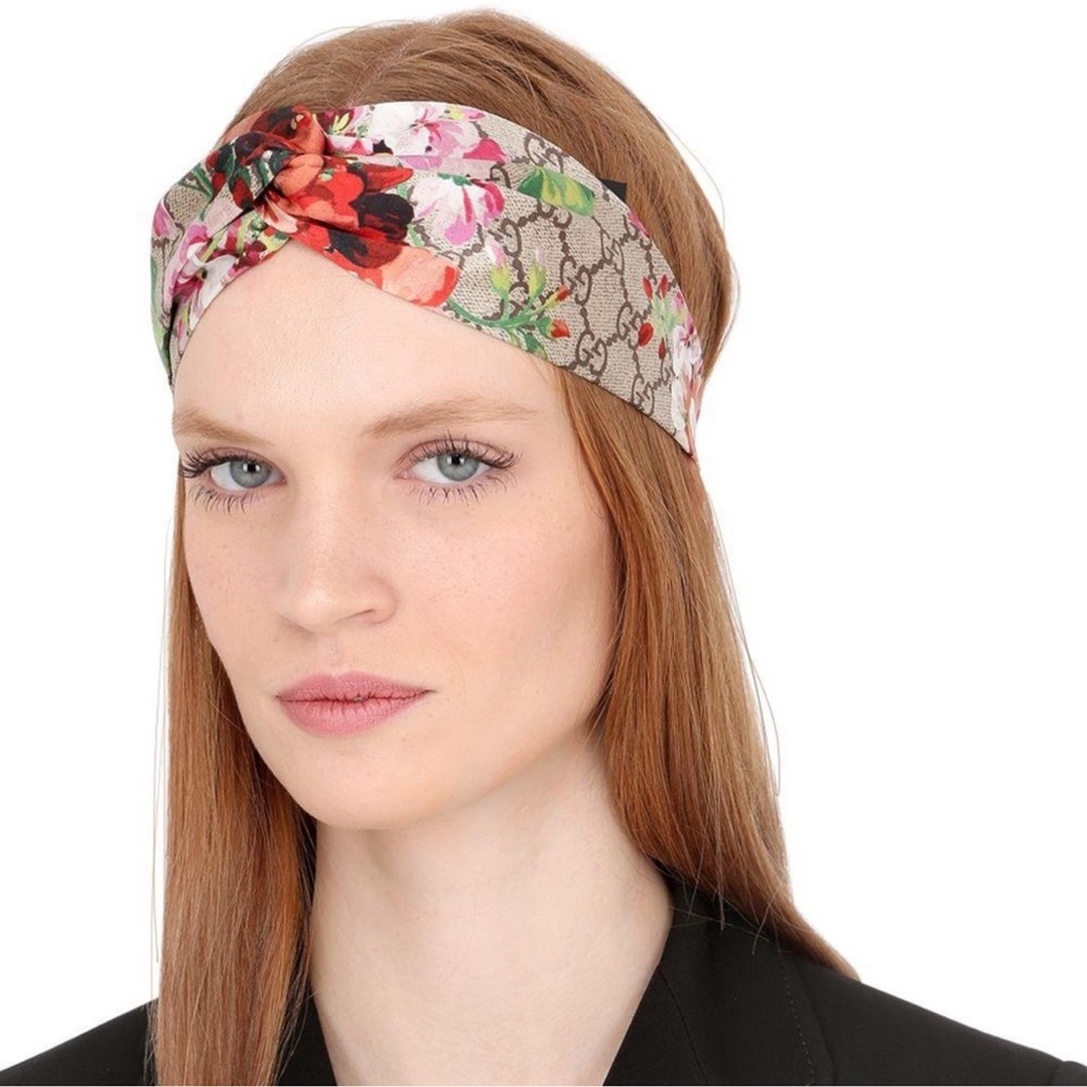 Gucci Floral Print Headband with Red and Pink Accents